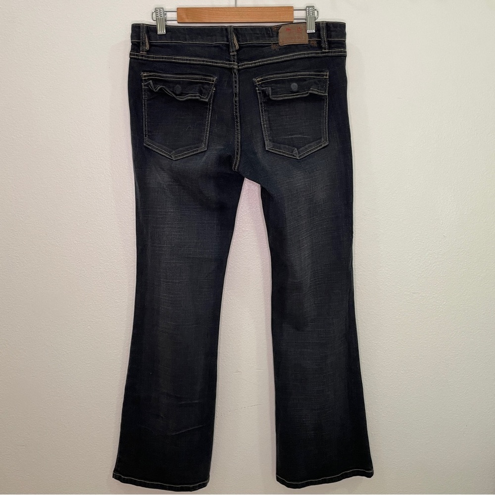 Vintage Retro Fox Low Rise Boot Cut Jeans - Dark Wash Blue - Picture 2 of 16